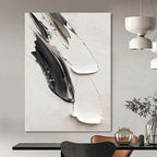 “Black and White Textured Strokes” - Abstract, Tactile - Styled Painting On Canvas PT1669