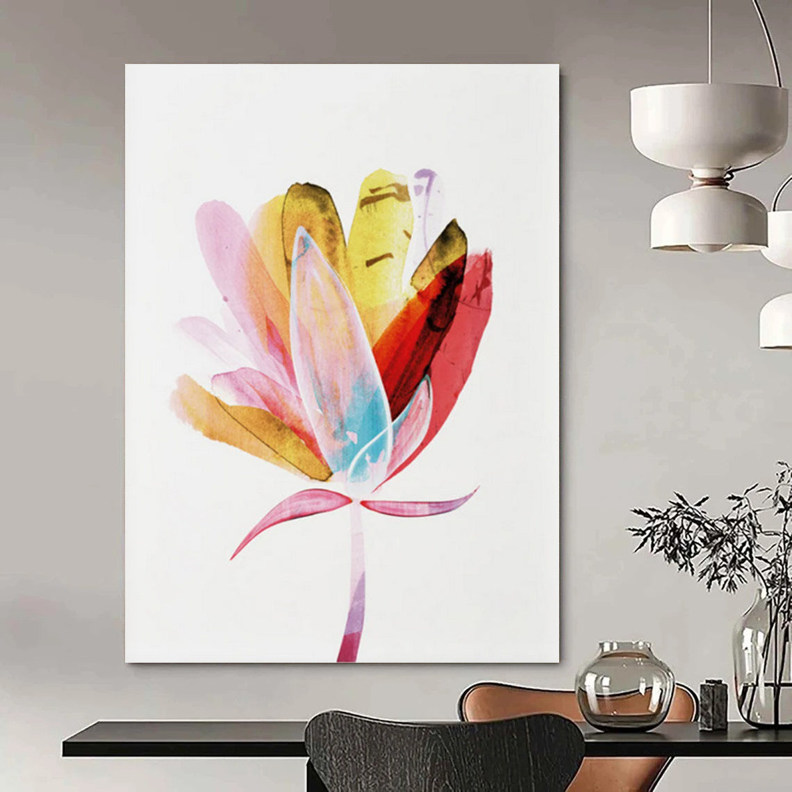“Colorful Watercolor Flower” - Vibrant Hues with Fluid Petals Painting On Canvas DS215