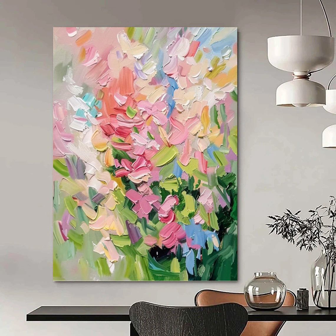“Colorful Floral Impasto” - Impressionist - Inspired Floral Painting On Canvas PT1403