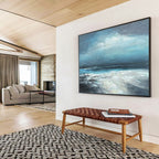 “Moonlit Blue Ocean Waves” - Impressionist Maritime - Painting On Canvas PT1787