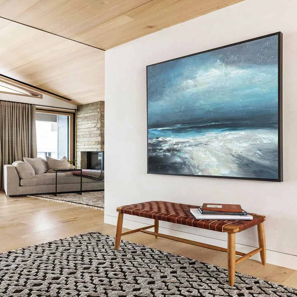 “Moonlit Blue Ocean Waves” - Impressionist Maritime - Painting On Canvas PT1787