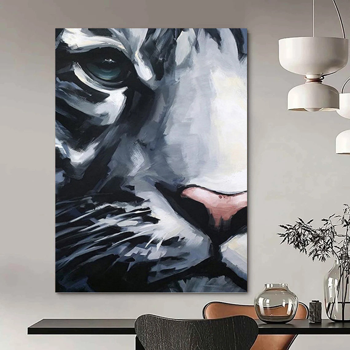 “Expressive Tiger Face” Painting On Canvas PT1454