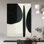 Black, White with Bold Forms "Graphic Whisper" Abstract Painting On Canvas PS1426
