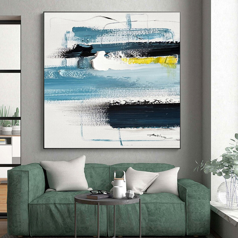 Blue - Yellow Concerto - Mainly Blue, Black, and Yellow - Abstract Expressionism PS0778