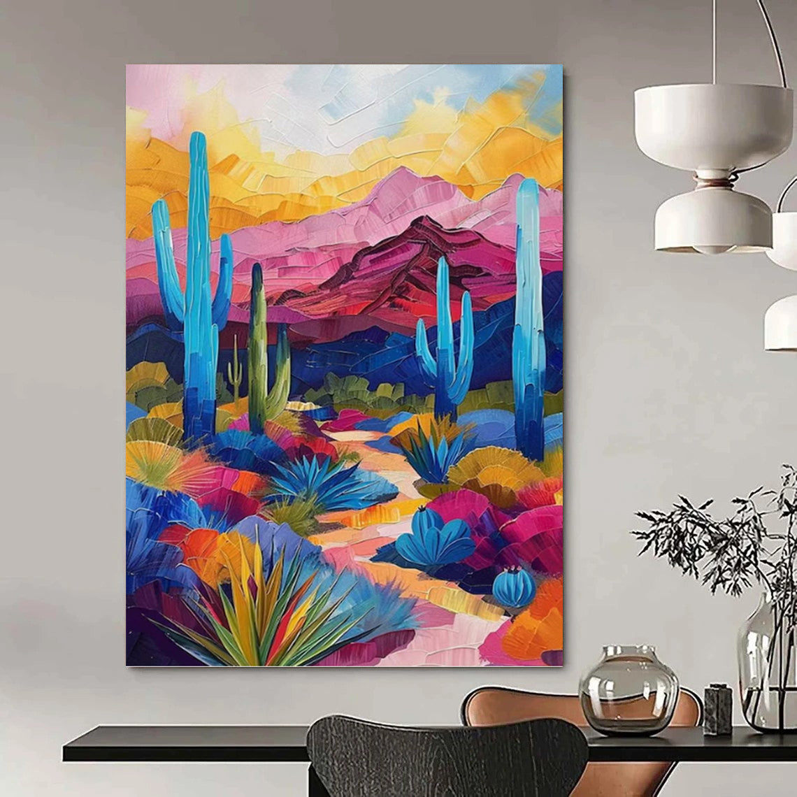 “Colorful Desert Landscape” - Abstract, Southwest - Themed Painting On Canvas PT1556