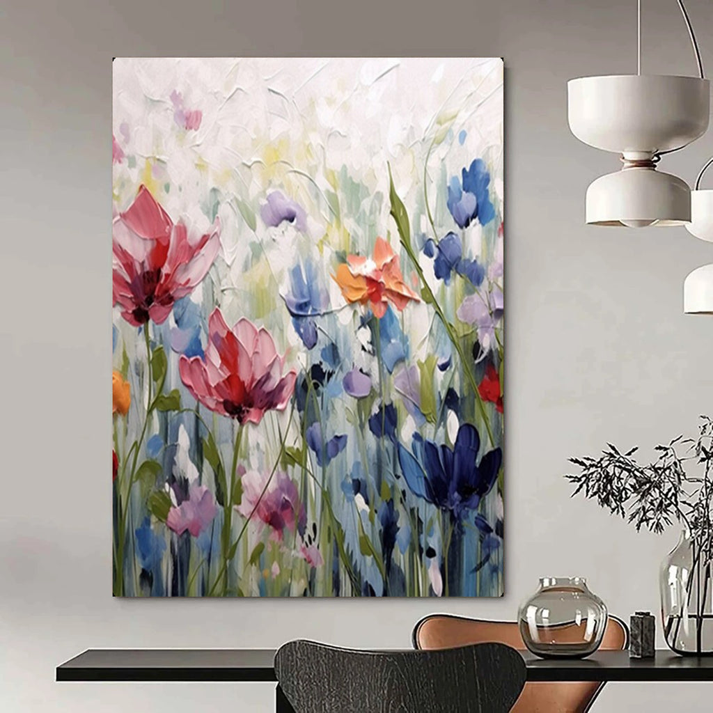 Blossom Symphony Colorful Impasto Flowers, Painting On Canvas PT2145