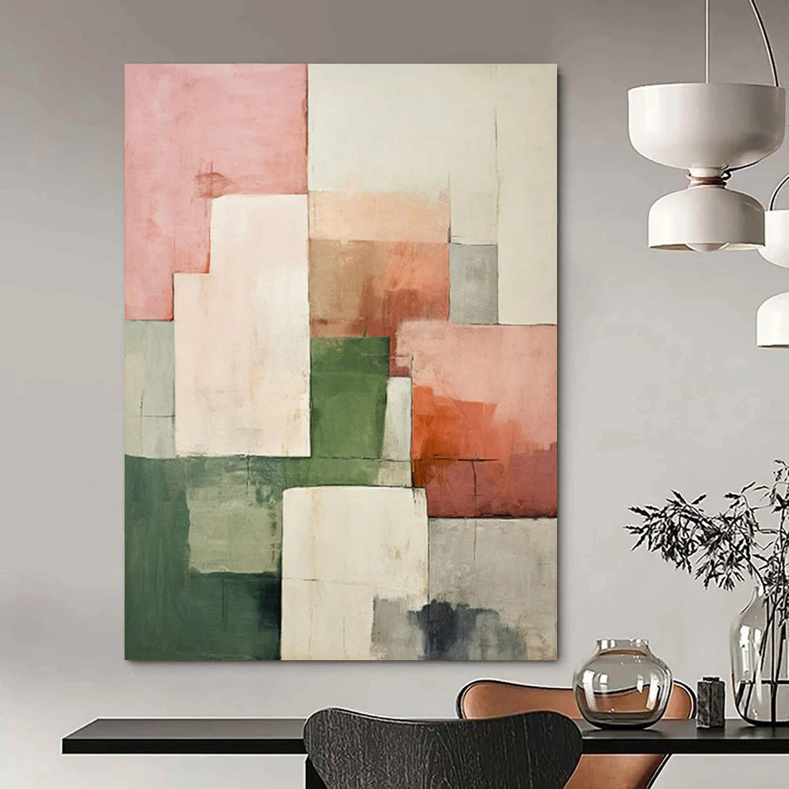 “Pastel Geometric Abstract” - Minimalist Geometric Painting On Canvas PT2279