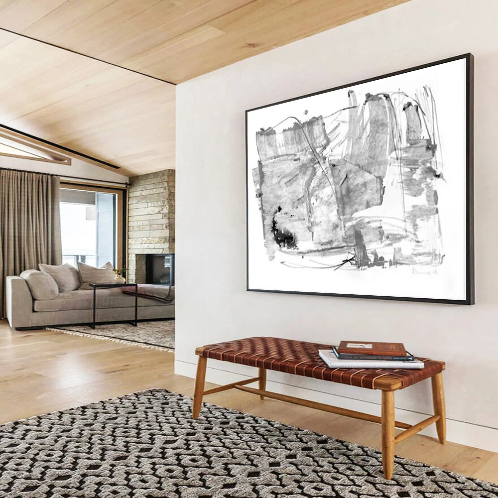 “Black and White Abstract Textures” - Abstract Expressionist - Painting On Canvas PT1788