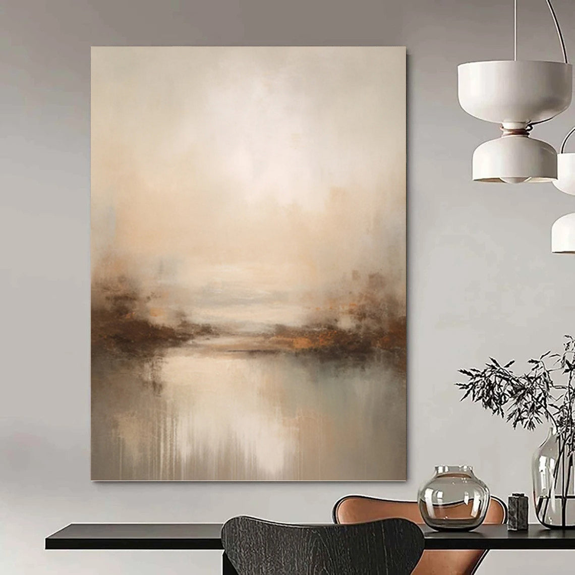 “Neutral - Toned Abstract Landscape” - Impressionist Abstract Painting On Canvas PT1252