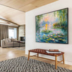 “Monet - Inspired Lilies” - Impressionistic Water - Lily Painting On Canvas PT194