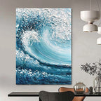 “Blue and White Crashing Wave” - Realistic Ocean Wave Painting On Canvas DS322