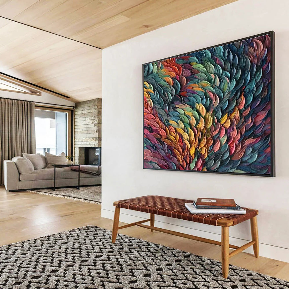“Colorful Textured Waves” - Impasto Oil Painting On Canvas DKS857