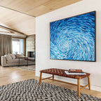 “Blue Swirl Abyss” - Blue Abstract, Impasto Oil Painting On Canvas DKS789