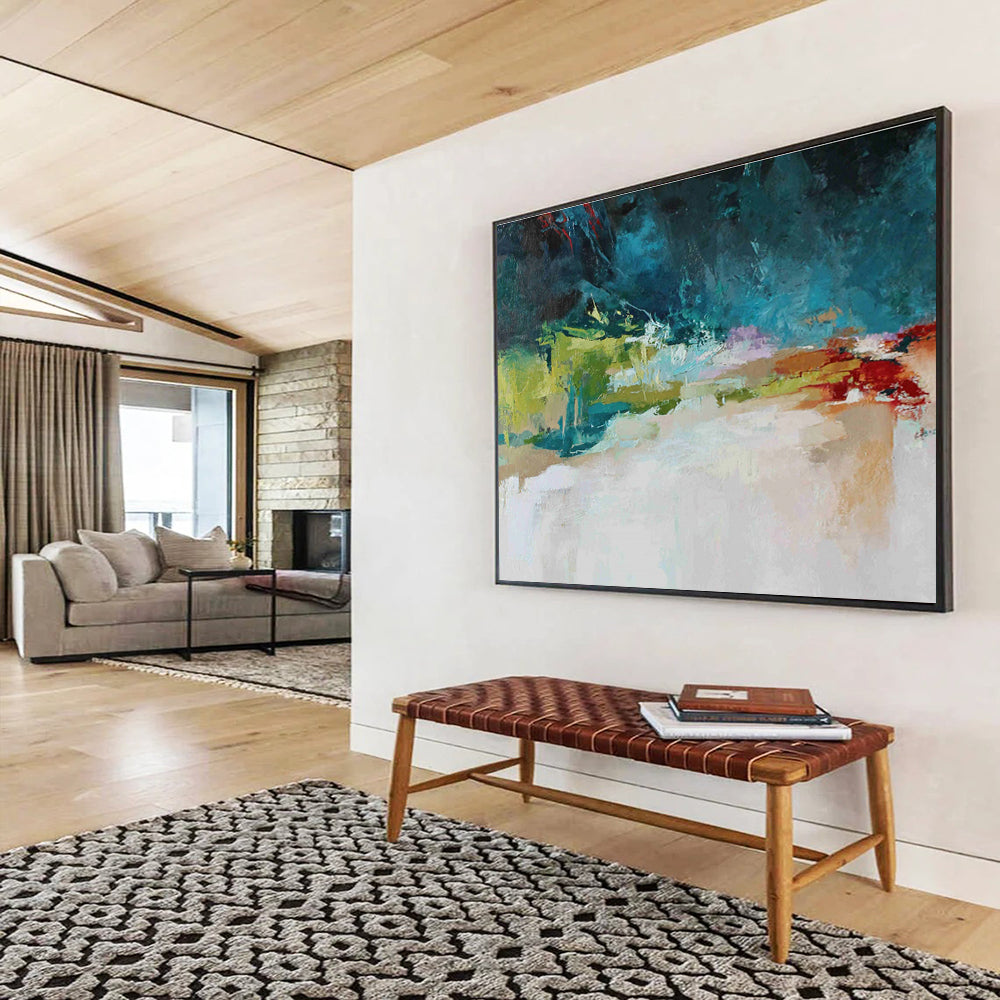 “Colorful Abstract Horizon” - Abstract Landscape Painting On Canvas DKS510