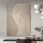 Beige Textured Lines, "Sandy Swirls" – Textured Abstract Painting On Canvas PS0958