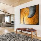 “Gold & Gray Swirl” - Abstract Textured Painting On Canvas PT176