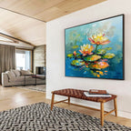 “Colorful Water Lilies” - Impasto Floral Painting On Canvas PT088
