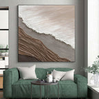 “Beige - Brown Textured Layers” - Beige, Brown Abstract Impasto Painting On Canvas PS0726