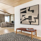 Black and White Geometric Abstract Painting On Canvas DKS085