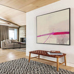 “Pink Line Minimalist” Abstract Painting On Canvas DKS279