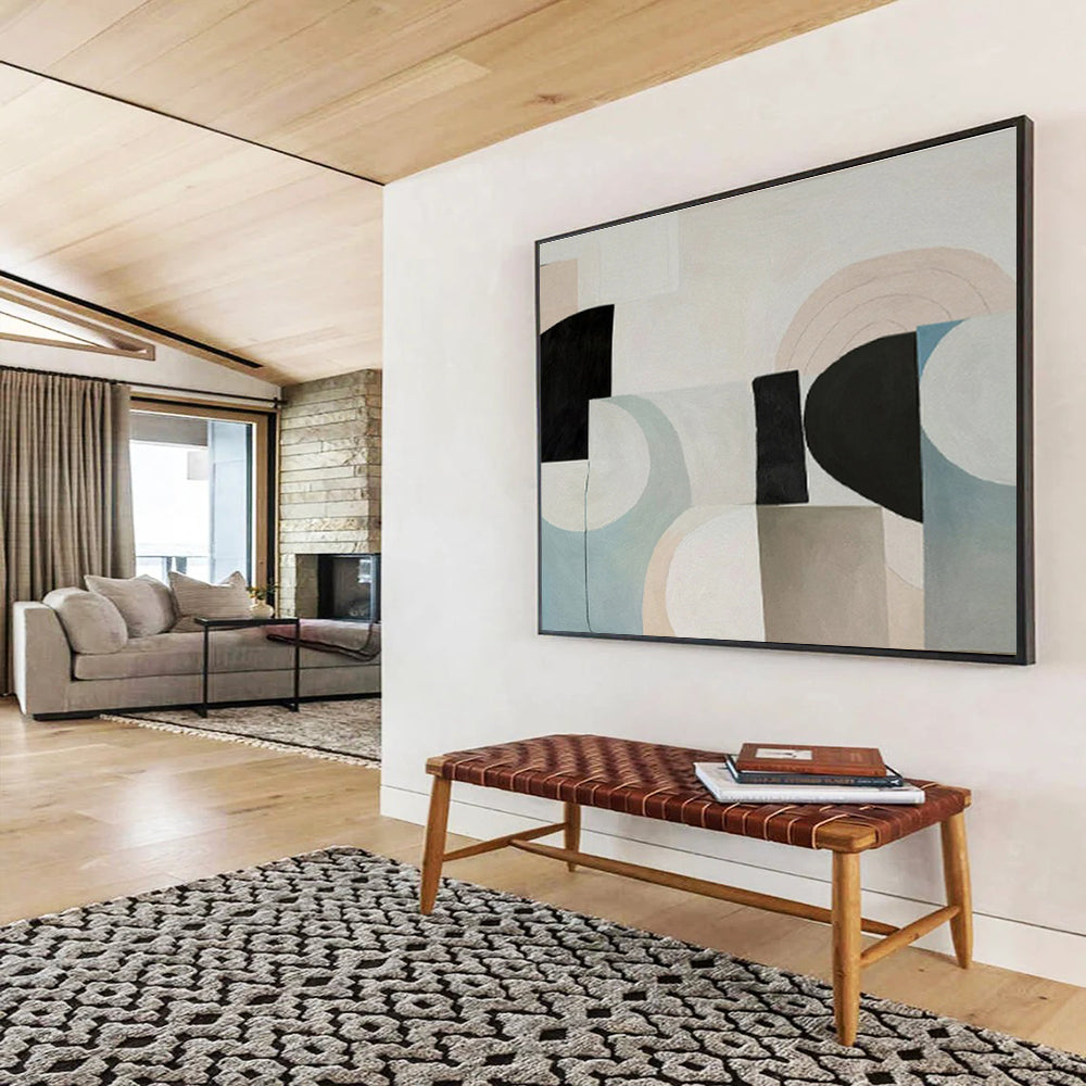 “Pastel and Black Abstract Fusion” - Abstract Painting on Canvas, Perfect for Bedroom & Reading Nook DKS583