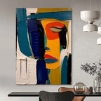 Color - Blocked Abstract Face, Picasso - Style Cubism, Portrait Painting On Canvas PT2125