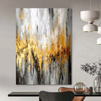 Gray and Gold Abstract, "Gilded Mist" – Abstract Textured Painting On Canvas PS0923