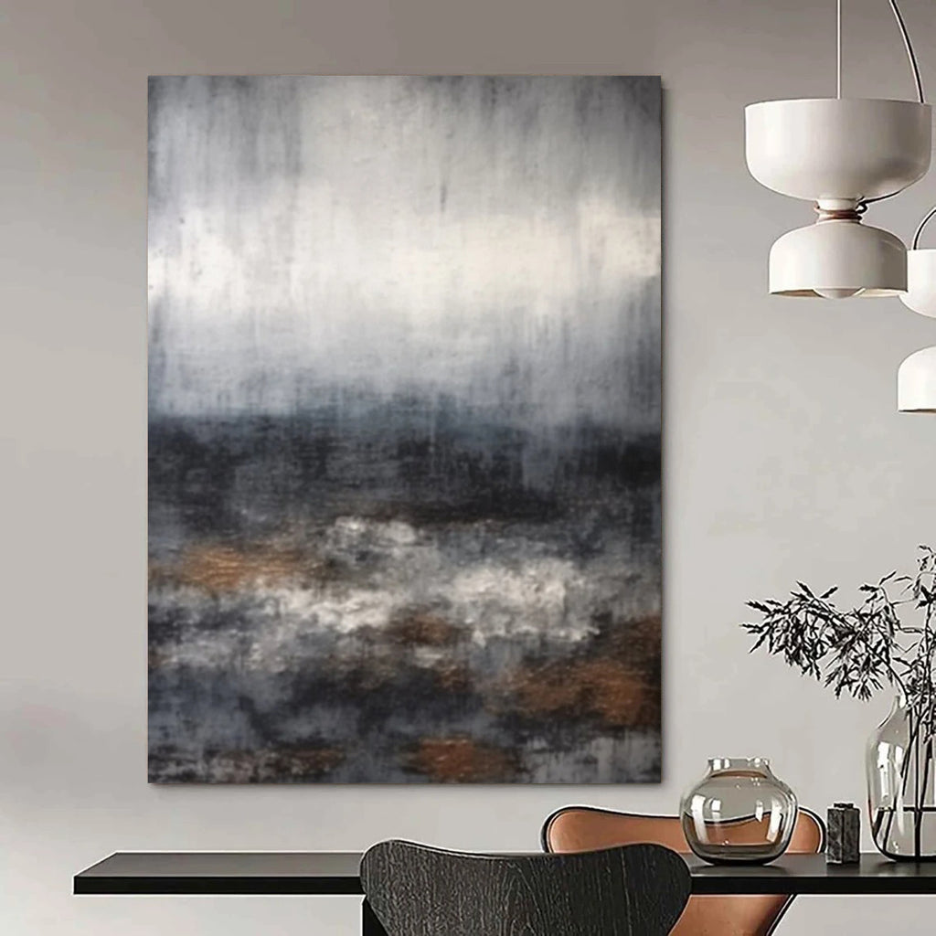 “Grey - Toned Abstract Landscape” - Moody Landscape - Inspired Painting On Canvas DS368