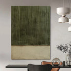 Green, Beige with Vertical & Horizontal Textures "Nature’s Divide" Abstract Painting On Canvas PS1382