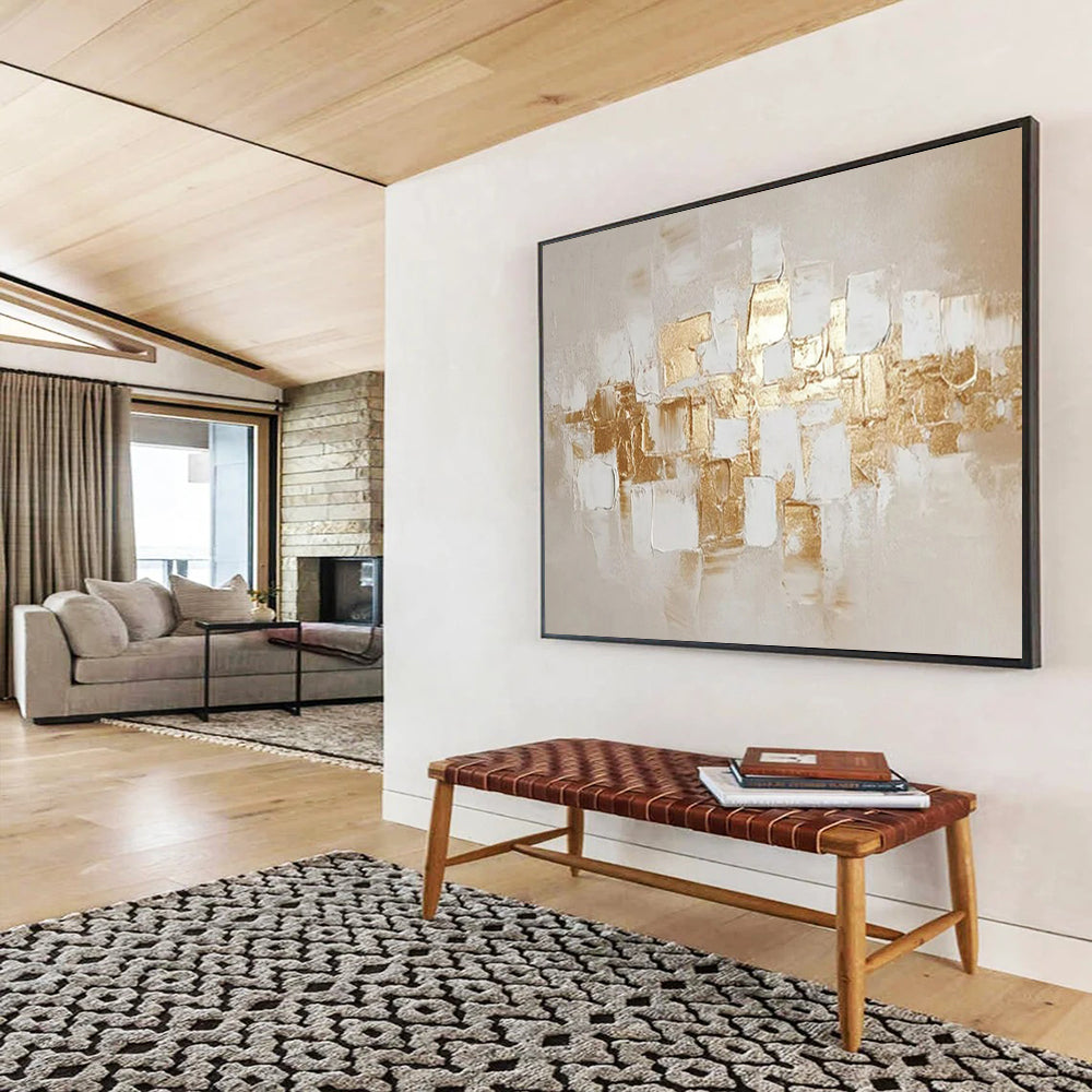 “Gold - Accent Abstract Blocks” - Luxe - Minimalist Painting On Canvas PT1552