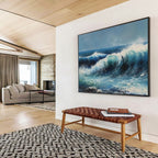 Vibrant Ocean Waves in Blues - Realistic Seascape Painting On Canvas DKS324