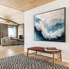 Textured Ocean Waves with Gold - Coastal Impasto Painting On Canvas DKS347