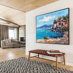 “Colorful Coastal Village” - Impressionistic Seaside Painting On Canvas PT230