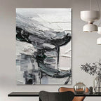 “Grey - Black Textured Abstract” - Abstract Expressionist Painting On Canvas PT1297
