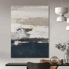 “Gray - White - Blue Textured Seaside” - Dreamy Abstract Painting On Canvas PS0131