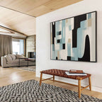 “Blue - Beige Geometric Forms” - Abstract Modernist - Painting On Canvas PT1711