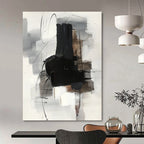 “Grey - Black Abstract Forms” - Minimalist Abstract Painting On Canvas PT1280