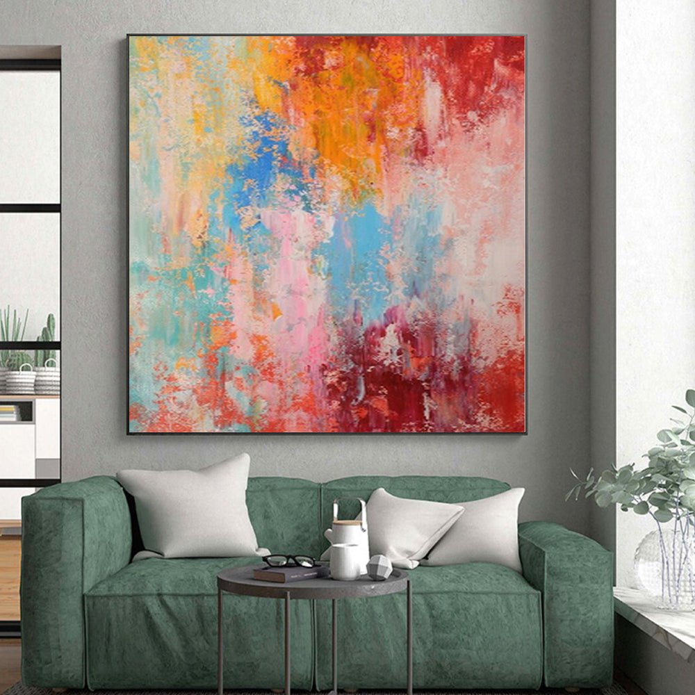 “Rainbow - Toned Abstract Burst” - Abstract Expressionist Painting On Canvas PS0030
