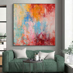 “Rainbow - Toned Abstract Burst” - Abstract Expressionist Painting On Canvas PS0030