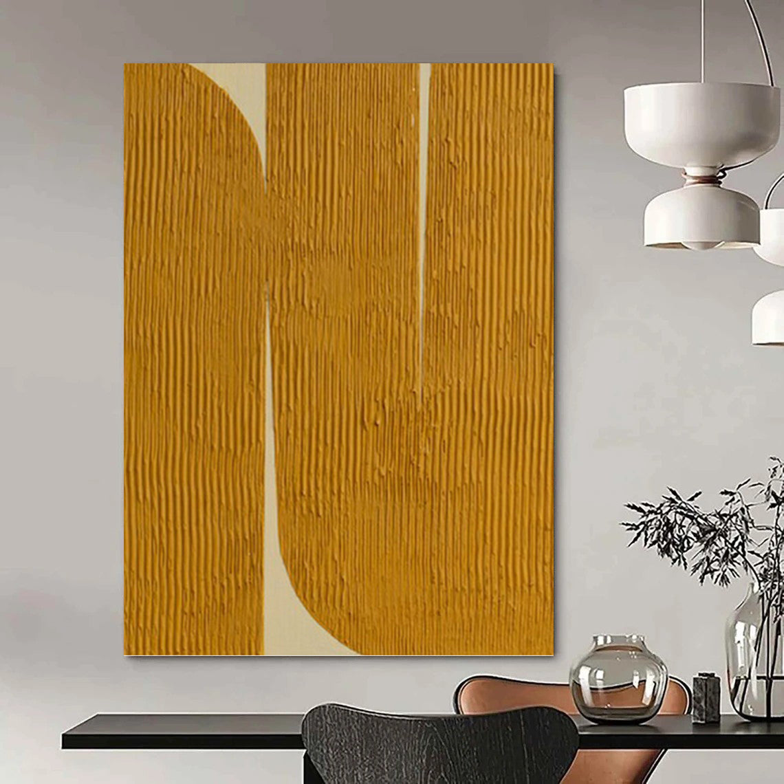 “Yellow - White Textured Abstract” - Textured Abstract Painting On Canvas PT1244