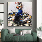“Colorful Dynamic Figure” - Multicolor Abstract Figure Painting On Canvas PS0544