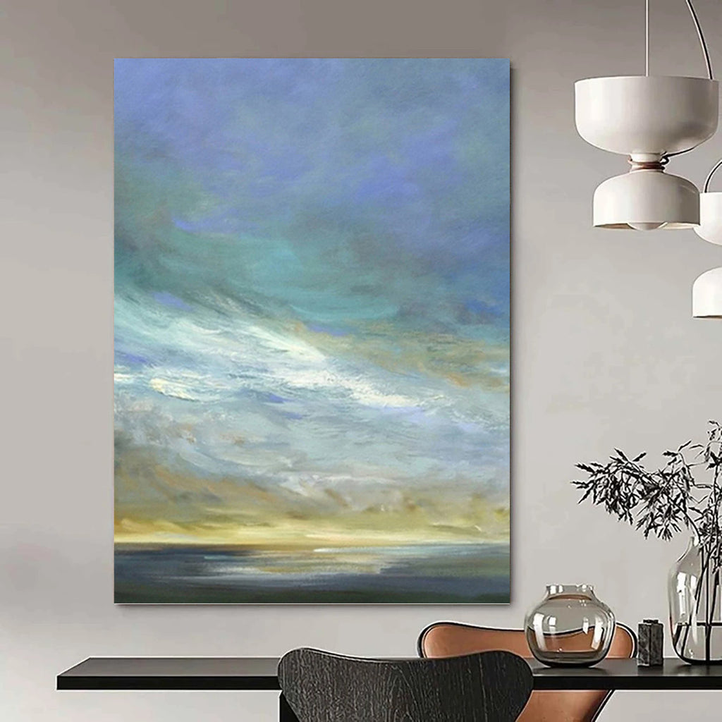 “Sky and Sea Variation: Soothing Impressionistic Art” - Calming Coastal Art On Canvas PT0954