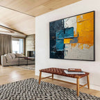 “Multi - color Geometric Layers” Abstract Painting On Canvas DKS276