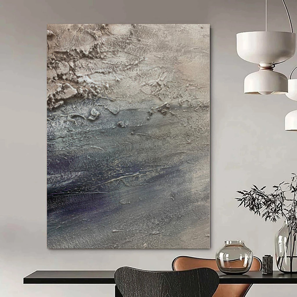 “Gray - Purple Textured Abstract” - Moody Abstract Painting On Canvas PS0115