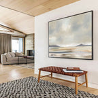 Muted Coastal Landscape - Atmospheric Landscape Painting On Canvas DKS359