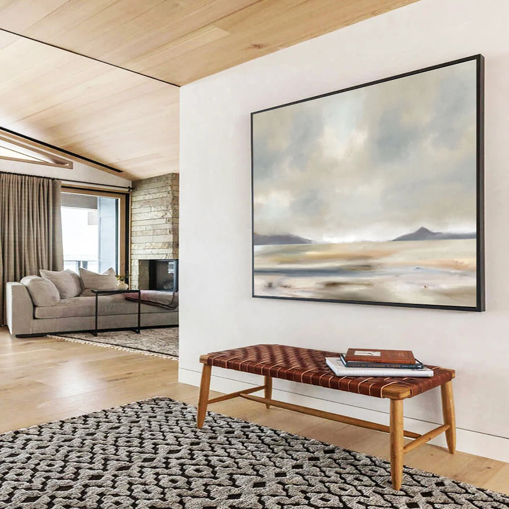 Muted Coastal Landscape - Atmospheric Landscape Painting On Canvas DKS359