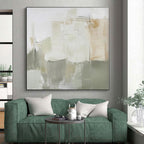 “Soft Neutral Abstract” - Beige, Gray, White Abstract Painting On Canvas PS0439