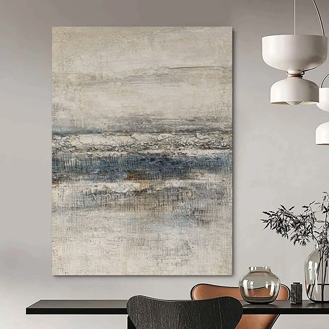 Gray and Blue Textured, "Coastal Layers" – Textured Abstract Painting On Canvas PS0964