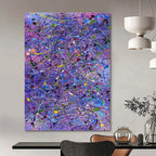Purple, Colorful Dripping Lines "Purple Pandemonium" Abstract Painting On Canvas PS1321