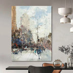 “Impasto Urban Street Scene” - Impasto Cityscape Painting On Canvas PT1900